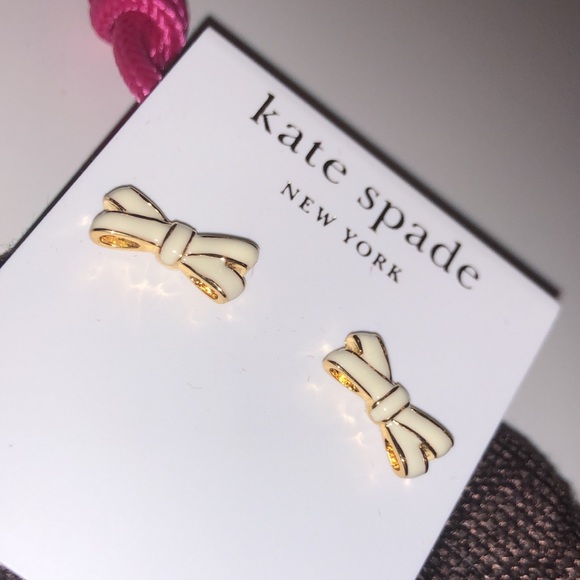 NWT 14K Gold Kate Spade Bow Earrings - Picture 1 of 3